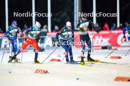 24.11.2023, Ruka, Finland (FIN): Tomas Portyk (CZE), Arttu Maekiaho (FIN), Dmytro Mazurchuk (UKR), (l-r)  - FIS world cup nordic combined men, compact HS142/7.5km, Ruka (FIN). www.nordicfocus.com. © Thibaut/NordicFocus. Every downloaded picture is fee-liable.