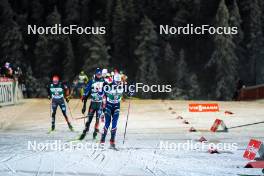 24.11.2023, Ruka, Finland (FIN): Vinzenz Geiger (GER), Marco Heinis (FRA), (l-r)  - FIS world cup nordic combined men, compact HS142/7.5km, Ruka (FIN). www.nordicfocus.com. © Thibaut/NordicFocus. Every downloaded picture is fee-liable.