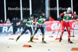 24.11.2023, Ruka, Finland (FIN): Ryota Yamamoto (JPN), Yoshito Watabe (JPN), Martin Fritz (AUT), (l-r)  - FIS world cup nordic combined men, compact HS142/7.5km, Ruka (FIN). www.nordicfocus.com. © Thibaut/NordicFocus. Every downloaded picture is fee-liable.