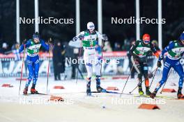 24.11.2023, Ruka, Finland (FIN): Benjamin Loomis (USA), Simen Tiller (NOR), Julian Schmid (GER), (l-r)  - FIS world cup nordic combined men, compact HS142/7.5km, Ruka (FIN). www.nordicfocus.com. © Thibaut/NordicFocus. Every downloaded picture is fee-liable.