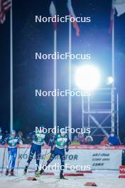24.11.2023, Ruka, Finland (FIN): Arttu Maekiaho (FIN), Samuel Costa (ITA), Aaron Kostner (ITA), (l-r)  - FIS world cup nordic combined men, compact HS142/7.5km, Ruka (FIN). www.nordicfocus.com. © Thibaut/NordicFocus. Every downloaded picture is fee-liable.