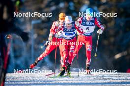 03.12.2023, Lillehammer, Norway (NOR): Johannes Lamparter (AUT), Franz-Josef Rehrl (AUT), Stefan Rettenegger (AUT), (l-r)  - FIS world cup nordic combined men, individual gundersen HS138/10km, Lillehammer (NOR). www.nordicfocus.com. © Thibaut/NordicFocus. Every downloaded picture is fee-liable.