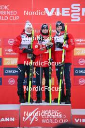 02.12.2023, Lillehammer, Norway (NOR): Jens Luraas Oftebro (NOR), Jarl Magnus Riiber (NOR), Joergen Graabak (NOR), (l-r) - FIS world cup nordic combined men, individual gundersen HS98/10km, Lillehammer (NOR). www.nordicfocus.com. © Authamayou/NordicFocus. Every downloaded picture is fee-liable.