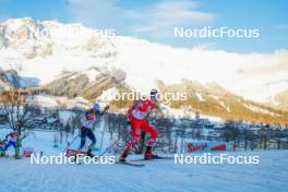 16.12.2023, Ramsau, Austria (AUT): Akito Watabe (JPN), Paul Walcher (AUT), (l-r)  - FIS world cup nordic combined men, compact HS98/7.5km, Ramsau (AUT). www.nordicfocus.com. © Volk/NordicFocus. Every downloaded picture is fee-liable.