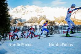 16.12.2023, Ramsau, Austria (AUT): Johannes Rydzek (GER), Manuel Faisst (GER), Kristjan Ilves (EST), Joergen Graabak (NOR), (l-r)  - FIS world cup nordic combined men, compact HS98/7.5km, Ramsau (AUT). www.nordicfocus.com. © Volk/NordicFocus. Every downloaded picture is fee-liable.