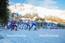 16.12.2023, Ramsau, Austria (AUT): Tristan Sommerfeldt (GER), Niklas Malacinski (USA), Gasper Brecl (SLO), (l-r)  - FIS world cup nordic combined men, compact HS98/7.5km, Ramsau (AUT). www.nordicfocus.com. © Volk/NordicFocus. Every downloaded picture is fee-liable.