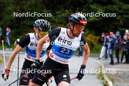 14.10.2023, Klingenthal, Germany (GER): Johannes Rydzek (GER) - German Championships Nordic Combined men and women, individual gundersen HS140/10km men, Klingenthal (GER). www.nordicfocus.com. © Volk/NordicFocus. Every downloaded picture is fee-liable.