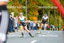 14.10.2023, Klingenthal, Germany (GER): Fabienne Klumpp (GER), Sophia Maurus (GER), (l-r)  - German Championships Nordic Combined men and women, individual gundersen HS85/5km women, Klingenthal (GER). www.nordicfocus.com. © Volk/NordicFocus. Every downloaded picture is fee-liable.