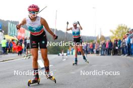 14.10.2023, Klingenthal, Germany (GER): Nathalie Armbruster (GER), Maria Gerboth (GER), (l-r)  - German Championships Nordic Combined men and women, individual gundersen HS85/5km women, Klingenthal (GER). www.nordicfocus.com. © Volk/NordicFocus. Every downloaded picture is fee-liable.