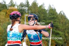 14.10.2023, Klingenthal, Germany (GER): Nathalie Armbruster (GER), Jenny Nowak (GER), (l-r)  - German Championships Nordic Combined men and women, individual gundersen HS85/5km women, Klingenthal (GER). www.nordicfocus.com. © Volk/NordicFocus. Every downloaded picture is fee-liable.