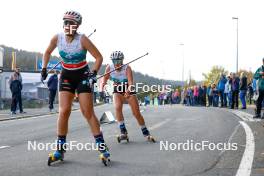 14.10.2023, Klingenthal, Germany (GER): Elisabeth Struempfel (GER), Amelie Steiner (GER), (l-r)  - German Championships Nordic Combined men and women, individual gundersen HS85/5km women, Klingenthal (GER). www.nordicfocus.com. © Volk/NordicFocus. Every downloaded picture is fee-liable.