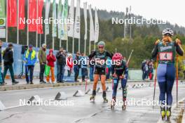 15.10.2023, Klingenthal, Germany (GER): Fabienne Klumpp (GER), Nathalie Armbruster (GER), (l-r)  - German Championships Nordic Combined men and women, team sprint HS85/7.5km women, Klingenthal (GER). www.nordicfocus.com. © Volk/NordicFocus. Every downloaded picture is fee-liable.