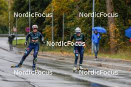 15.10.2023, Klingenthal, Germany (GER): Elisabeth Struempfel (GER), Magdalena Burger (GER), (l-r)  - German Championships Nordic Combined men and women, team sprint HS85/7.5km women, Klingenthal (GER). www.nordicfocus.com. © Volk/NordicFocus. Every downloaded picture is fee-liable.