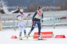 27.01.2023, Seefeld, Austria (AUT): Mille Marie Hagen (NOR), Sophia Maurus (GER), (l-r)  - FIS world cup nordic combined women, individual gundersen HS109/5km, Seefeld (AUT). www.nordicfocus.com. © Volk/NordicFocus. Every downloaded picture is fee-liable.