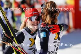 11.02.2023, Schonach, Germany (GER): Jenny Nowak (GER), Sophia Maurus (GER), (l-r)  - FIS world cup nordic combined women, individual gundersen HS100/5km, Schonach (GER). www.nordicfocus.com. © Volk/NordicFocus. Every downloaded picture is fee-liable.