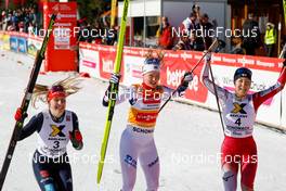 11.02.2023, Schonach, Germany (GER): Jenny Nowak (GER), Gyda Westvold Hansen (NOR), Yuna Kasai (JPN), (l-r)  - FIS world cup nordic combined women, individual gundersen HS100/5km, Schonach (GER). www.nordicfocus.com. © Volk/NordicFocus. Every downloaded picture is fee-liable.