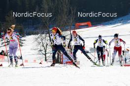 12.02.2023, Schonach, Germany (GER): Ida Marie Hagen (NOR), Nathalie Armbruster (GER), Svenja Wuerth (GER), Jenny Nowak (GER), Yuna Kasai (JPN), (l-r)  - FIS world cup nordic combined women, individual gundersen HS100/5km, Schonach (GER). www.nordicfocus.com. © Volk/NordicFocus. Every downloaded picture is fee-liable.