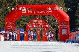 12.02.2023, Schonach, Germany (GER): Nathalie Armbruster (GER), Annika Sieff (ITA), Gyda Westvold Hansen (NOR), (l-r)  - FIS world cup nordic combined women, individual gundersen HS100/5km, Schonach (GER). www.nordicfocus.com. © Volk/NordicFocus. Every downloaded picture is fee-liable.