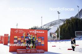 11.03.2022, Oslo, Norway (NOR): Ida Marie Hagen (NOR), Gyda Westvold Hansen (NOR), Anju Nakamura (JPN), (l-r) - FIS world cup nordic combined women, individual gundersen HS106/5km, Oslo (NOR). www.nordicfocus.com. © Thibaut/NordicFocus. Every downloaded picture is fee-liable.