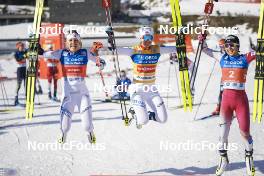 11.03.2022, Oslo, Norway (NOR): Ida Marie Hagen (NOR), Gyda Westvold Hansen (NOR), Anju Nakamura (JPN), (l-r) - FIS world cup nordic combined women, individual gundersen HS106/5km, Oslo (NOR). www.nordicfocus.com. © Thibaut/NordicFocus. Every downloaded picture is fee-liable.
