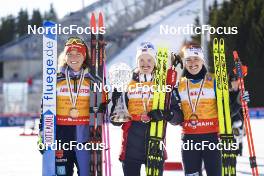 11.03.2022, Oslo, Norway (NOR): Nathalie Armbruster (GER), Gyda Westvold Hansen (NOR), Ida Marie Hagen (NOR), (l-r)  - FIS world cup nordic combined women, individual gundersen HS106/5km, Oslo (NOR). www.nordicfocus.com. © Thibaut/NordicFocus. Every downloaded picture is fee-liable.