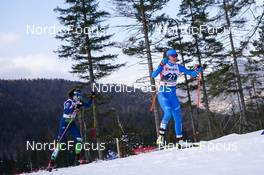 24.02.2023, Planica, Slovenia (SLO): Silva Verbic (SLO), Greta Pinzani (ITA), +2G+ - FIS nordic world ski championships nordic combined women, individual gundersen HS100/5km, Planica (SLO). www.nordicfocus.com. © Thibaut/NordicFocus. Every downloaded picture is fee-liable.