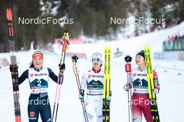 24.02.2023, Planica, Slovenia (SLO): Nathalie Armbruster (GER), Gyda Westvold Hansen (NOR), Haruka Kasai (JPN), (l-r)  - FIS nordic world ski championships nordic combined women, individual gundersen HS100/5km, Planica (SLO). www.nordicfocus.com. © Thibaut/NordicFocus. Every downloaded picture is fee-liable.