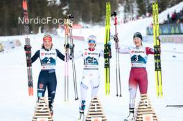 24.02.2023, Planica, Slovenia (SLO): Nathalie Armbruster (GER), Gyda Westvold Hansen (NOR), Haruka Kasai (JPN),  Feature - FIS nordic world ski championships nordic combined women, individual gundersen HS100/5km, Planica (SLO). www.nordicfocus.com. © Thibaut/NordicFocus. Every downloaded picture is fee-liable.