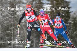 01.12.2023, Lillehammer, Norway (NOR): Magdalena Burger (GER), Claudia Purker (AUT), Alexa Brabec (USA), (l-r)  - FIS world cup nordic combined women, individual gundersen HS98/5km, Lillehammer (NOR). www.nordicfocus.com. © Authamayou/NordicFocus. Every downloaded picture is fee-liable.
