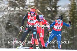01.12.2023, Lillehammer, Norway (NOR): Magdalena Burger (GER), Claudia Purker (AUT), Alexa Brabec (USA), (l-r)  - FIS world cup nordic combined women, individual gundersen HS98/5km, Lillehammer (NOR). www.nordicfocus.com. © Authamayou/NordicFocus. Every downloaded picture is fee-liable.