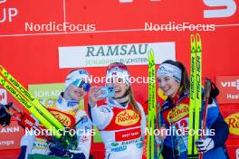 16.12.2023, Ramsau, Austria (AUT): Gyda Westvold Hansen (NOR), Ida Marie Hagen (NOR), Lisa Hirner (AUT), (l-r)  - FIS world cup nordic combined women, compact HS98/5km, Ramsau (AUT). www.nordicfocus.com. © Volk/NordicFocus. Every downloaded picture is fee-liable.