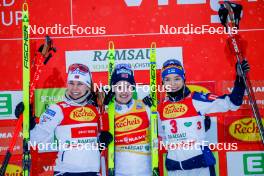 15.12.2023, Ramsau, Austria (AUT): Ida Marie Hagen (NOR), Gyda Westvold Hansen (NOR), Minja Korhonen (FIN), (l-r)  - FIS world cup nordic combined women, individual gundersen HS98/5km, Ramsau (AUT). www.nordicfocus.com. © Volk/NordicFocus. Every downloaded picture is fee-liable.