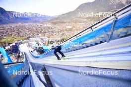 31.12.2022, Garmisch, Germany (GER): Karl Geiger (GER) - FIS world cup ski jumping men, four hills tournament, individual HS142, Garmisch (GER). www.nordicfocus.com. © Reichert/NordicFocus. Every downloaded picture is fee-liable.