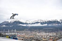 04.01.2023, Innsbruck, Austria (AUT): Decker Dean (USA) - FIS world cup ski jumping men, four hills tournament, individual HS130, Innsbruck (AUT). www.nordicfocus.com. © Reichert/NordicFocus. Every downloaded picture is fee-liable.