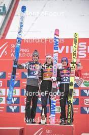 29.01.2023, Kulm, Austria (AUT): Timi Zajc (SLO), Halvor Egner Granerud (NOR), Stefan Kraft (AUT), (l-r) - FIS world cup ski jumping men, individual HS134, Kulm (AUT). www.nordicfocus.com. © Reichert/NordicFocus. Every downloaded picture is fee-liable.
