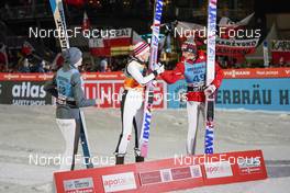 04.02.2023, Willingen, Germany (GER): Anze Lanisek (SLO), Halvor Egner Granerud (NOR), Dawid Kubacki (POL), (l-r)  - FIS world cup ski jumping men, individual HS147, Willingen (GER). www.nordicfocus.com. © Thibaut/NordicFocus. Every downloaded picture is fee-liable