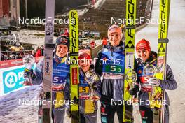 03.02.2023, Willingen, Germany (GER): Andreas Wellinger (GER ), Katharina Althaus (GER ), Karl Geiger (GER ), Selina Freitag (GER ), (l-r)  - FIS world cup ski jumping men, mixed team HS147, Willingen (GER). www.nordicfocus.com. © Thibaut/NordicFocus. Every downloaded picture is fee-liable