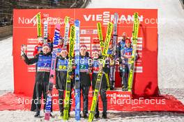 03.02.2023, Willingen, Germany (GER): Halvor Egner Granerud (NOR ), Silje Opseth (NOR ), Marius Lindvik (NOR ), Anna Odine Stroem (NOR ), (l-r)  - FIS world cup ski jumping men, mixed team HS147, Willingen (GER). www.nordicfocus.com. © Thibaut/NordicFocus. Every downloaded picture is fee-liable