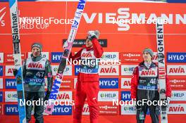 16.03.2023, Lillehammer, Norway (NOR): Anze Lanisek (SLO), Dawid Kubacki (POL), Daniel Tschofenig (AUT), (l-r)  - FIS world cup ski jumping men, individual HS140, Lillehammer (NOR). www.nordicfocus.com. © Thibaut/NordicFocus. Every downloaded picture is fee-liable.