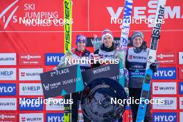 19.03.2023, Vikersund, Norway (NOR): Stefan Kraft (AUT), Halvor Egner Granerud (NOR), Anze Lanisek (SLO), (l-r)  - FIS world cup ski flying men, individual HS240, Vikersund (NOR). www.nordicfocus.com. © Thibaut/NordicFocus. Every downloaded picture is fee-liable.