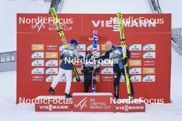 26.03.2023, Lahti, Finland (FIN): Stefan Kraft (AUT), Ryoyu Kobayashi (JPN), Karl Geiger (GER), (l-r) - FIS world cup ski jumping men, individual HS130, Lahti (FIN). www.nordicfocus.com. © Thibaut/NordicFocus. Every downloaded picture is fee-liable.
