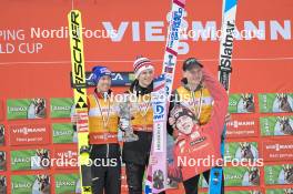 31.03.2023, Planica, Slovenia (SLO): Stefan Kraft (AUT), Halvor Egner Granerud (NOR), Anze Lanisek (SLO), Podium Overall Worldcup (l-r) - FIS world cup ski flying men, cups, Planica (SLO). www.nordicfocus.com. © Reichert/NordicFocus. Every downloaded picture is fee-liable.