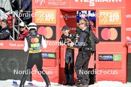 01.04.2023, Planica, Slovenia (SLO): Bendik Jakobsen Heggli (NOR), Johann Andre Forfang (NOR), (l-r) - FIS world cup ski flying men, team HS240, Planica (SLO). www.nordicfocus.com. © Reichert/NordicFocus. Every downloaded picture is fee-liable.