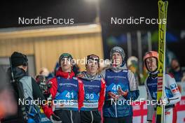 25.02.2023, Planica, Slovenia (SLO): Daniel Tschofenig (AUT), Jan Hoerl (AUT), Michael Hayboeck (AUT), Stefan Kraft (AUT), (l-r)  - FIS nordic world ski championships ski jumping men, individual HS100, Planica (SLO). www.nordicfocus.com. © Thibaut/NordicFocus. Every downloaded picture is fee-liable.