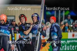 25.02.2023, Planica, Slovenia (SLO): Karl Geiger (GER), Constantin Schmid (GER), Andreas Wellinger (GER), Markus Eisenbichler (GER), (l-r)  - FIS nordic world ski championships ski jumping men, individual HS100, Planica (SLO). www.nordicfocus.com. © Thibaut/NordicFocus. Every downloaded picture is fee-liable.
