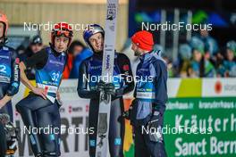 25.02.2023, Planica, Slovenia (SLO): Constantin Schmid (GER), Andreas Wellinger (GER), Markus Eisenbichler (GER), (l-r)  - FIS nordic world ski championships ski jumping men, individual HS100, Planica (SLO). www.nordicfocus.com. © Thibaut/NordicFocus. Every downloaded picture is fee-liable.