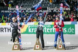 03.03.2023, Planica, Slovenia (SLO): Ryoyu Kobayashi (JPN), Manuel Fettner (AUT), Dawid Kubacki (POL), (l-r) - FIS nordic world ski championships ski jumping men, individual HS138, Planica (SLO). www.nordicfocus.com. © Modica/NordicFocus. Every downloaded picture is fee-liable.