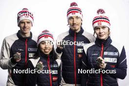 25.02.2023, Planica, Slovenia (SLO): Anna Odine Stroem (NOR), Johann Andre Forfang (NOR), Thea Minyan Bjoerseth (NOR), Halvor Egner Granerud (NOR), (l-r)  - FIS nordic world ski championships ski jumping men, medals, Planica (SLO). www.nordicfocus.com. © Modica/NordicFocus. Every downloaded picture is fee-liable.