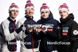 25.02.2023, Planica, Slovenia (SLO): Kristoffer Eriksen Sundal (NOR), Johann Andre Forfang (NOR), Marius Lindvik (NOR), Halvor Egner Granerud (NOR), (l-r)  - FIS nordic world ski championships ski jumping men, medals, Planica (SLO). www.nordicfocus.com. © Modica/NordicFocus. Every downloaded picture is fee-liable.
