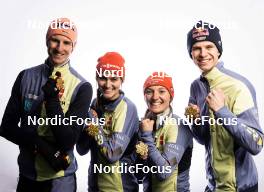 25.02.2023, Planica, Slovenia (SLO): Selina Freitag (GER), Karl Geiger (GER), Katharina Althaus (GER), Andreas Wellinger (GER), (l-r)  - FIS nordic world ski championships ski jumping men, medals, Planica (SLO). www.nordicfocus.com. © Modica/NordicFocus. Every downloaded picture is fee-liable.